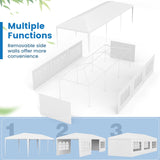 Tangkula 10x30 Ft Heavy Duty Party Tent, Large White Event Tent with 6 Sidewalls & 2 Zippered Door, Outdoor Wedding Tent with Stakes & Ropes for Patio, Backyard, Parties Tangkula