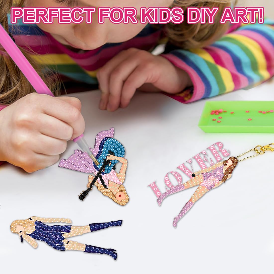 9 PCS Diamond Painting Keychains Kit Music Pop singer Diamond Art Double Sided 5D Diamond Key Rings DIY Diamonds Pendants for Beginners Birthday Crafting Home Party Decor Weadatty