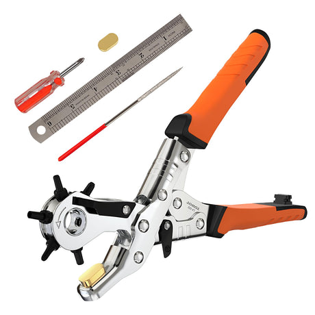TOWOT Belt Hole Puncher Kit, Upgraded Version Leather Hole Punch for Belt, Saddles, Shoes, Fabric, DIY & Craft Projects, 6 Holes Heavy Duty Rotary Puncher, Easily Punches Perfect Round Holes TOWOT