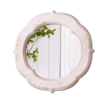 LOSOUR Modern Farmhouse Wall Decor Mirror, Wall Mirrors Decorative, Hanging Distressed White Vintage Small Wall Mirror Decor for Living Room, Bedroom, Bathroom, Kitchen Room, Hallway (1, Round) LOSOUR