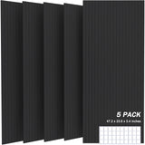 JVJVJ 5 Pack Acoustic Panels, 48" X 24" X 0.4" Decorative Sound Proof Felt Panels, Self-Adhesive Sound proof panels for walls, Creative Slotting Design. (Black) JVJVJ