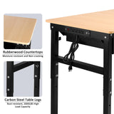 60'' Adjustable Workbench with Drawers,2000 Lbs Capacity Heavy Duty Work Benches for Garage,Wood Work Bench with Power Outlet,Work Tables for Shop Office Home Commercial FORJAMINT