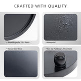 ROSE BLOOM Modern Wood Riser for Display, Farmhouse Pedestal Stand for Bathroom Counter, Kitchen Round Display Tray, Waterproof Organizer for Soap Home Decor (Black) ROSE BLOOM