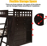 Harper & Bright Designs Twin Over Full Bunk Beds with Six Drawers and Flexible Shelves,Wooden Bunk Beds with Storage and Removable Bottom Bed for Kids Girls Boys,No Box Spring Needed (Espresso) Harper & Bright Designs