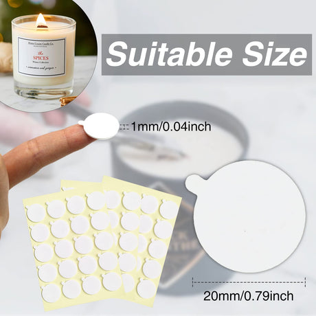 Aubeco 720PCS Candle Wicks for Candle Making, Candle Wick Stickers, Heat Resistance Double-Sided Stickers with The Little ‘‘Tail’’, Stickers for Candle Making Aubeco
