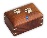 Solid Wood Handicrafts Paw Print Pet Memorial Keepsake Cremation Urns for Ashes Pet Urn Wood Keepsake Box Urns for Cat Dogs Ashes | Cat Memorials Solid Wood Handicrafts