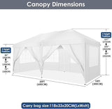 COBIZI Canopy 10x20 Pop Up Canopy Tent with 6 Sidewalls Party Tents for Parties Weddings Backyard Waterproof Outdoor Commercial Event Tent with Stakes, Ropes, White COBIZI
