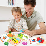 Toddler Puzzles, Wooden Jigsaw Animals Puzzles for 1 2 3 Year Old Girls Boys Toddlers, Educational Preschool Toys Gifts for Colors & Shapes Cognition Skill Learning LURLIN