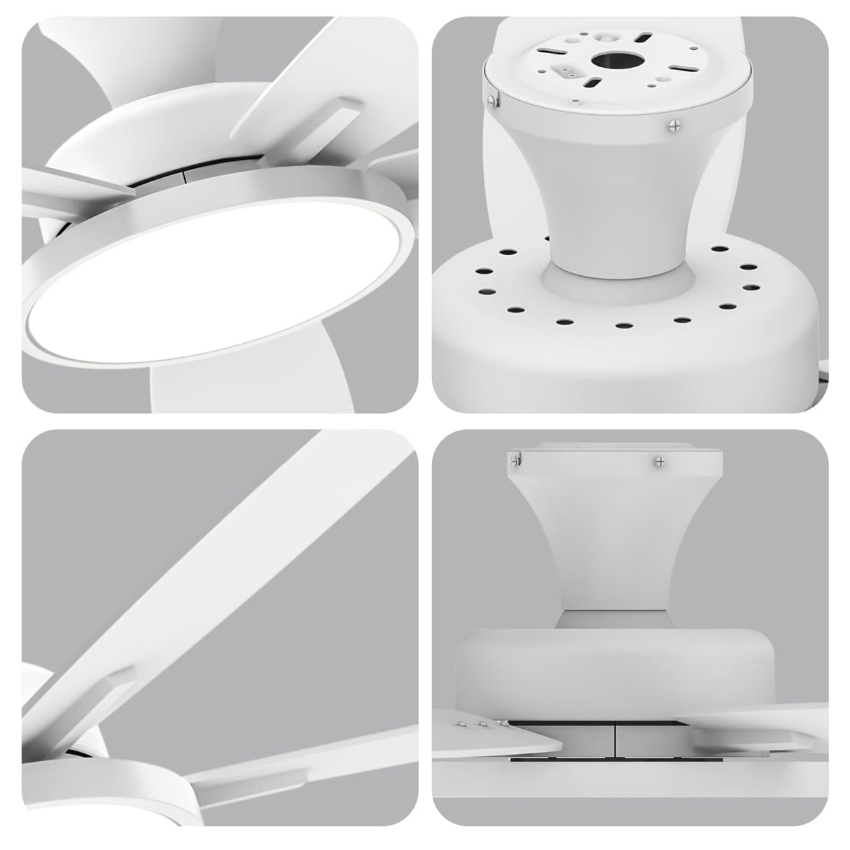 TALOYA 52 inch Ceiling Fans with Lights,Remote Control Multifunctional Quiet Fan with Three Color Temperature and Dimmable Light with Reversible Blades White TALOYA