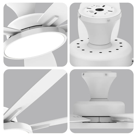 TALOYA 52 inch Ceiling Fans with Lights,Remote Control Multifunctional Quiet Fan with Three Color Temperature and Dimmable Light with Reversible Blades White TALOYA