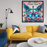 Axquilon Cross Diamond Art Kits for Adults - Religious Diamond Painting Kits for Adults Beginner, DIY 5D Full Drill Gem Art for Home Wall Decor 14x14 inch Axquilon