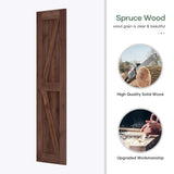 ROYMELO 48x84 inch (Double 24×84 inch Door) Sliding Barn Wood Door Slab with 8ft Hardware Kit and Handle, Coffee, K Shape, Simple DIY Assembly ROYMELO