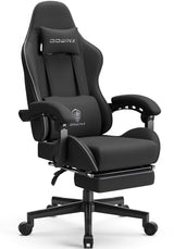 Dowinx Gaming Chair Fabric with Pocket Spring Cushion, Massage Game Chair Cloth with Headrest, Ergonomic Computer Chair with Footrest 290LBS, Black Dowinx