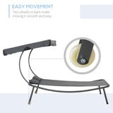 Outsunny Patio Double Chaise Lounge Chair, Outdoor Wheeled Hammock Daybed with Adjustable Canopy and Pillow for Sun Room, Garden, or Poolside, Grey Outsunny
