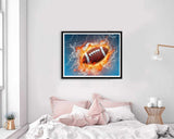 VAIIEYO Diamond Art Kits for Adults Kit Football, Diamond Painting Sports, Paint by Numbers Fire Ball Full Drill Round Rhinestone Craft Canvas for Home Wall Decor Gift 12x16 inch VAIIEYO