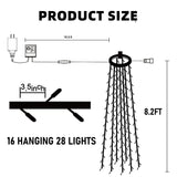 Dazzle Bright Christmas Tree Lights, 448 LED Waterfall Tree Topper Lights with Remote & 8 Lighting Modes, 8.2FT X 16 Lines Christmas Lights for Indoor Outdoor Yard Party Xmas Decoration (White) Dazzle Bright