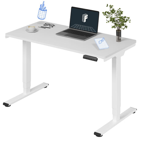 FLEXISPOT E6 Essential 3 Stages Dual Motor Electric Standing Desk 48x24 Inch Whole-Piece Board Height Adjustable Desk Electric Sit Stand Desk(White Frame + White Desktop, 2 Packages) FLEXISPOT