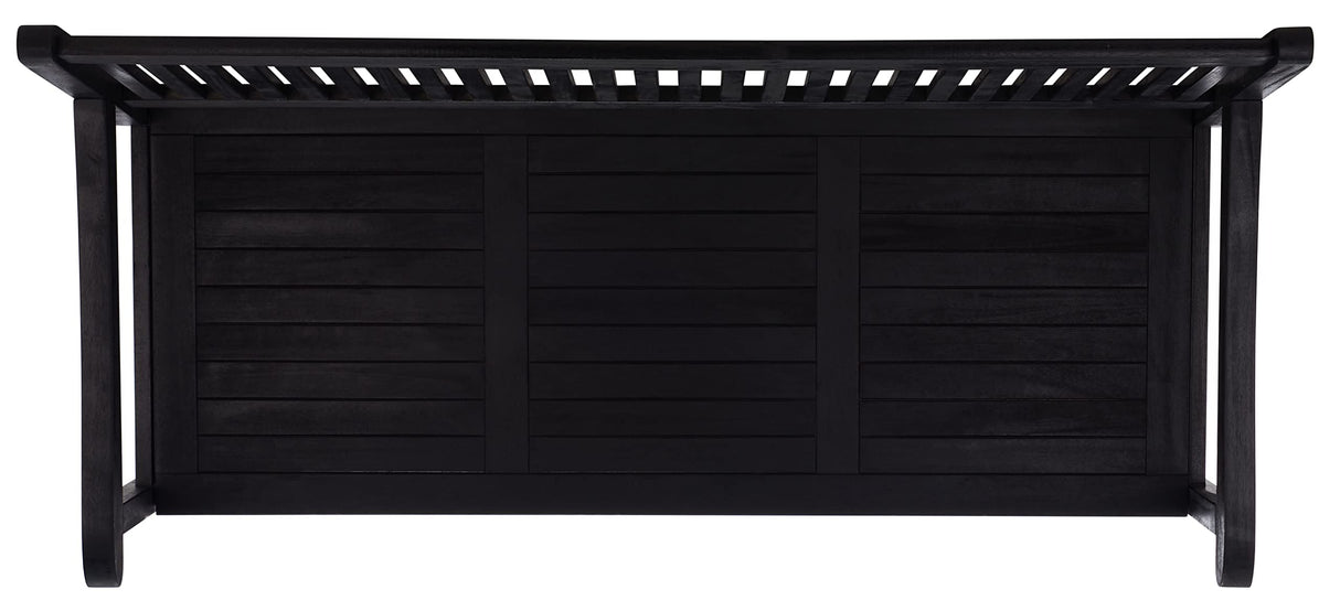 SAFAVIEH Outdoor Collection Brisbane Black Acacia Wood Storage Bench SAFAVIEH