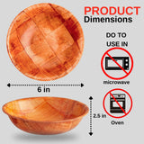 Wooden Woven Salad Bowl, Woven Wood Snack Bowls 6"-Inch, Set of 6 ., Buday Mart