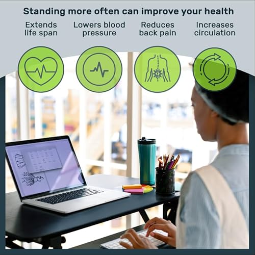 TechOrbits Standing Desk Converter - 32 Inch Adjustable Sit to Stand Up Workstation, Particle Board, Dual Monitor Desktop Riser with Keyboard Tray, for Home Office Laptop, Black 32" TechOrbits