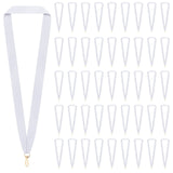 Berlune 100 Pcs Neck Ribbon with Snap Clips Solid Award Ribbon Lanyards Blank Medal Ribbons Flat Award Holder for Kids Adults Student Competitions Sports Party Achievement (White) Berlune