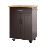 Shintenchi Kitchen Island Cart with Storage,Rolling Kitchen Island Side Table on Wheels with Large Worktop,Storage Cabinet,Towel Rack and Drawers for Kitchen,Dinning Room, Brown Shintenchi