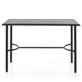 MFSTUDIO 36.2” Patio Counter Height Bar Table, with Rectangular Heavy Duty Metal Table Top for 4, All Weather Resistant Outdoor Table, Black MFSTUDIO