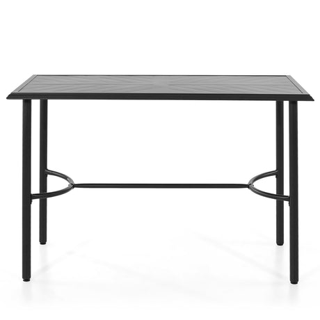 MFSTUDIO 36.2” Patio Counter Height Bar Table, with Rectangular Heavy Duty Metal Table Top for 4, All Weather Resistant Outdoor Table, Black MFSTUDIO