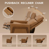 COLAMY Push Back Recliner Chair,Mid Century Modern Wingback Chair, Comfy Armchair PU Leather Living Room Chairs with Wood Legs Reclining Chair Adjustable,Camel COLAMY