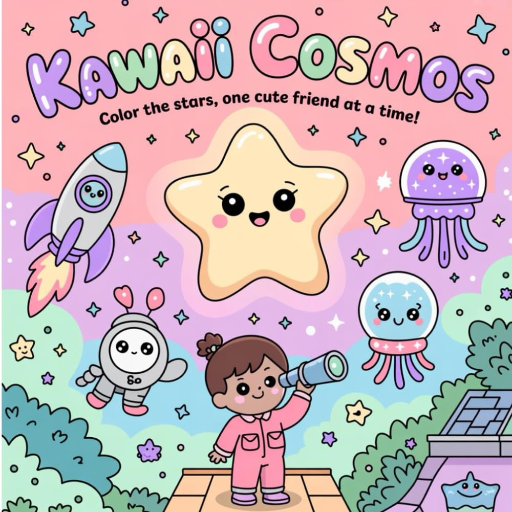 Kawaii Cosmos: A Space Adventure Coloring Book: Color the Stars, One Cute Friend at a Time!