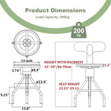 LOKKHAN Set of 2 Rustic Industrial Bar Stool-24-30 Tall Adjustable Metal Swivel Wooden Top Barstools-Counter Height Bar Height-Vintage Farmhouse Kitchen Breakfast Cafe Stool-with Backrest LOKKHAN