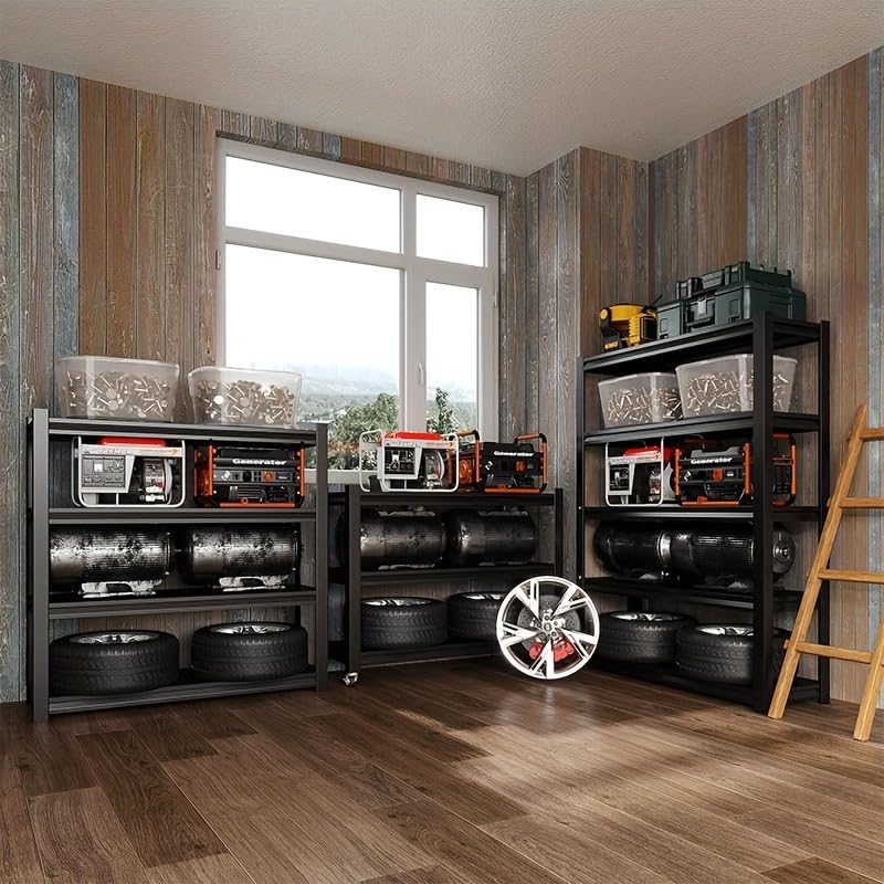 Generic 72"" H Garage Shelving,Heavy Duty Storage Shelves,Easy to Assemble Adjustable,Sturdy Practical Shelves, Industrial Basement Storage Shelves (39.8"" W×17.8"" D×72"" H), Black, TGJZ-183H Generic