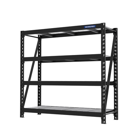 WORKPRO Garage Shelving, 68" W x 24" D x 65" H, 7200 LBS Load, Heavy Duty Metal Shelves for Storage, Industrial Storage Rack for Warehouse Kitchen Shop Basement, Black, Pack of 1 WORKPRO