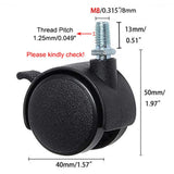 HOWDIA 4 Pack 1.5 Inch Nylon Plastic Replacement Caster Wheels for Cart, Swivel Furniture Wheels Floor Protecting Office Chair Casters Threaded Stem with Brake Black HOWDIA