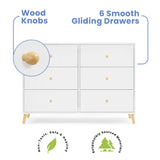 Delta Children Essex 6 Drawer Dresser, Bianca White/Natural Delta Children