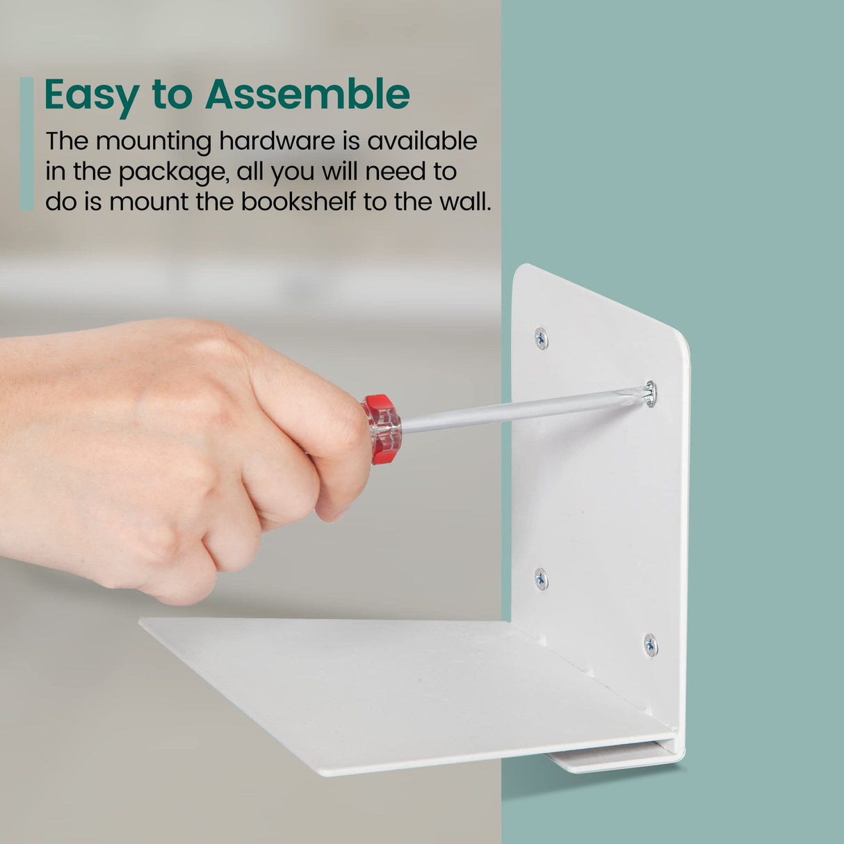 STORAGE MANIAC Floating Book Shelves for Wall Mounted Invisible Floating Bookshelves Heavy-Duty Steel Hidden Bookshelf Hanging Bookshelves for Bedroom Living Room Office, White 4-Pack Large STORAGE MANIAC