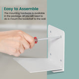 STORAGE MANIAC Floating Book Shelves for Wall Mounted Invisible Floating Bookshelves Heavy-Duty Steel Hidden Bookshelf Hanging Bookshelves for Bedroom Living Room Office, White 4-Pack Large STORAGE MANIAC