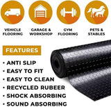 ZERITO Garage Rubber Flooring,4 × 8Ft by 1/8" Heavey Duty Coin-Grip Rubber Flooring Roll,Safety Waterproof Anti Slip Rubber Floor Protector Mat for Workshop,Bench,Cellar,Trailer,Garage,Mews,Cowshed ZERITO