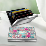 Stainless Steel Diamond Art Card Holder for Adults, Heart Flower Design 9.5x6.5cm Anti-demagnetization Credit Card Wallet with Zipper WoodArtSupply