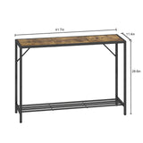 LAATOOREE Console Table, 41.7" Industrial Entryway Table with Shelf, Narrow Sofa Table for Hallway, Entrance Hall, Foyer, Corridor, Living Room - Wood Look Metal Frame - Rustic Brown LAATOOREE