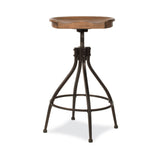 Hillsdale Worland Backless Metal Adjustable Height Stool with Wood Saddle Seat, Brown Hillsdale