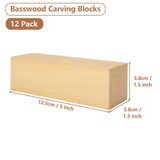 LDHHYH 12 Pack Basswood Carving Blocks Set, Unfinished Wood Blocks, Whittling Wood for Carving Edging DIY Home School Use - 5 x 1.5 x 1.5 inch LDHHYH