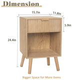 Fultyle Night Stand with Drawer, Mid Century Nightstand with Storage, Modern Fluted Bedside Table Bedroom Living Room for Small Space, Office (Rustic Walnut) Fultyle