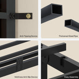 BTHFST Bunk Bed Twin Over Twin with 4 Storage Drawers & Shelves & Bedside Caddy, Twin Bunk Beds with Led Lights & Charging Station, Metal Bunk Bed with Angled Ladder & Safety Guardrail, Rustic Brown BTHFST