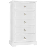 HOSTACK Dresser for Bedroom, 44" Tall Dresser with 5 Drawers, White Chest of Drawers with Storage, Modern Farmhouse Wood Dressers for Closet, Living Room, Hallway HOSTACK