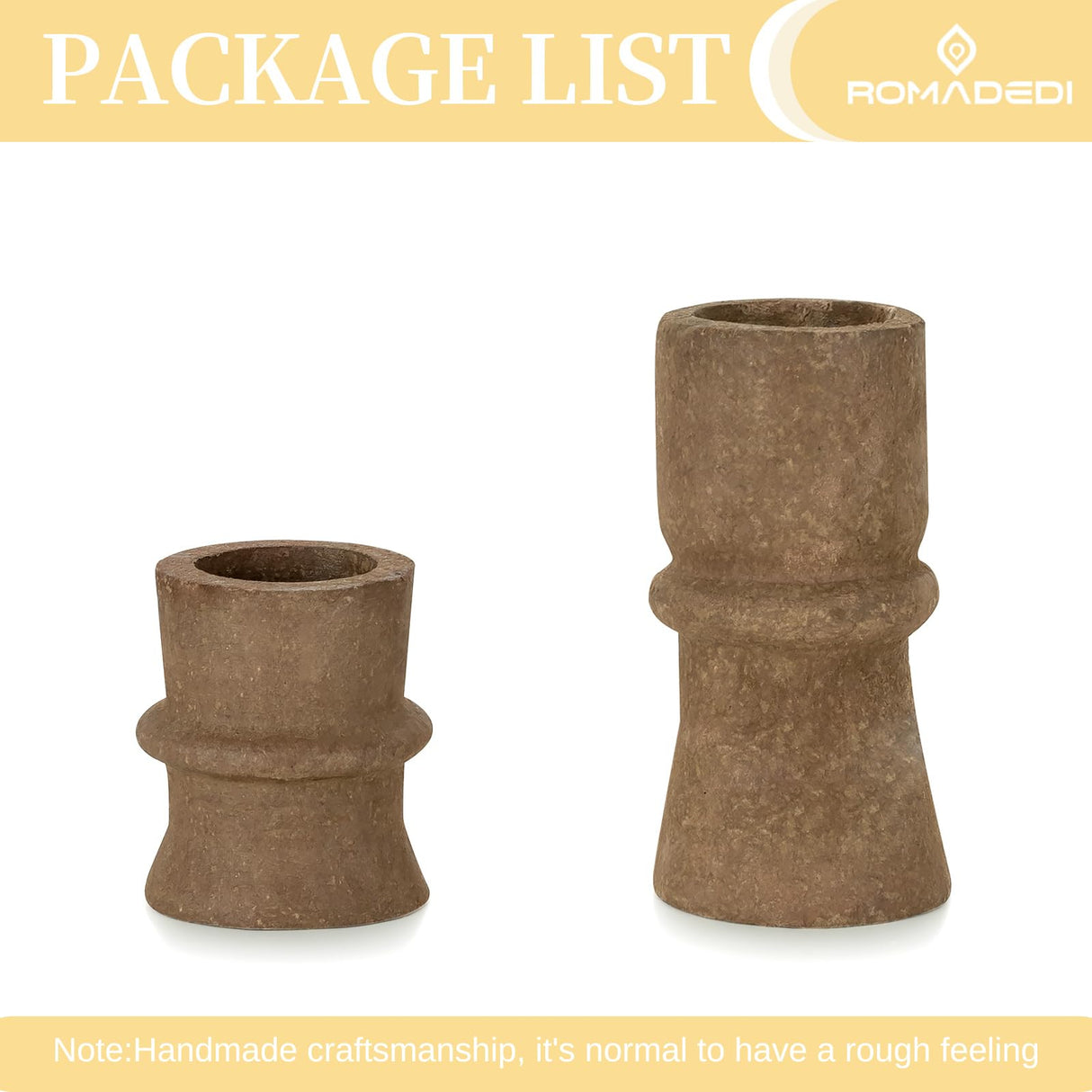 Romadedi Candlestick Holders Boho Decor: Taper Candle Holders Paper Mache for Living Room Morden Decorations Candle Stick Dining Table Centerpiece Fireplace Home Decoration Brown Romadedi