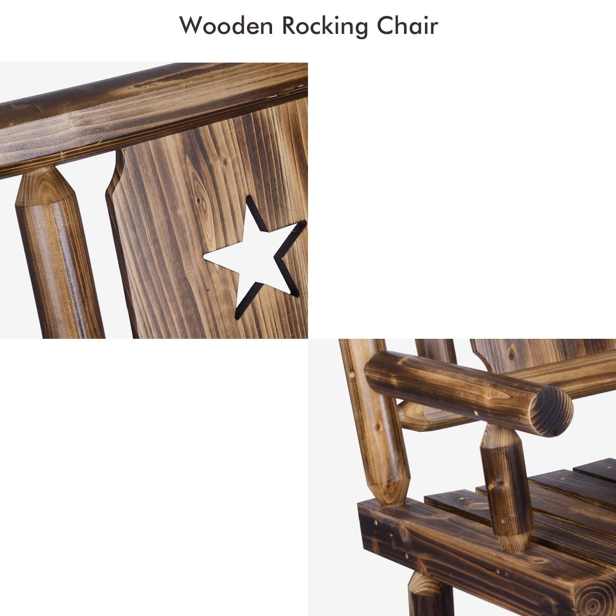 XCSOURCE Rustic Wooden Double Rocking Bench for Outdoor Patios – Comfortable Rocker Chair for Two XCSOURCE