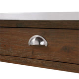 BOWERY HILL Modern Wood/Stainless Steel Kitchen Cart in Chestnut Wire-Brush BOWERY HILL