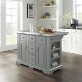 Pemberly Row Transitional Wood/Stainless Steel Kitchen Island in Gray/Chrome Pemberly Row