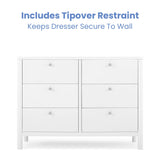 Delta Children Brooks 6 Drawer Dresser with Interlocking Drawers (Includes 3 Sets of Knobs – Choose from Natural, Brushed Nickel & Melted Bronze), Bianca White Delta Children